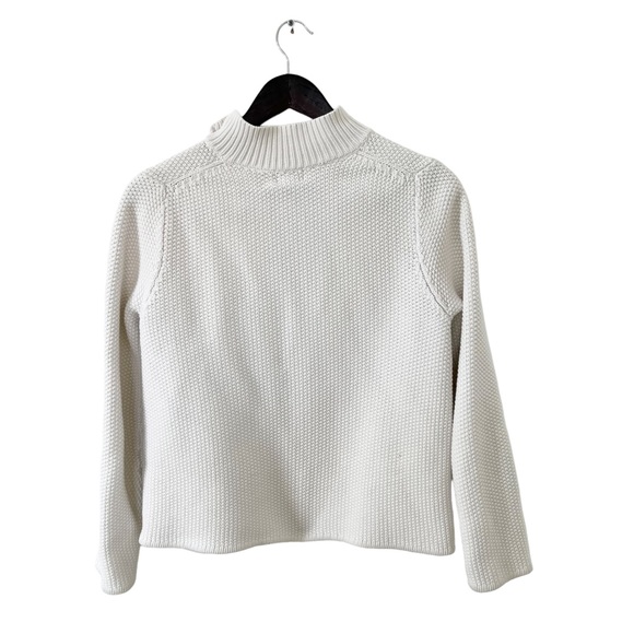 L.L.Bean White Knit Zip Mock Neck Sweater - Picture 2 of 7